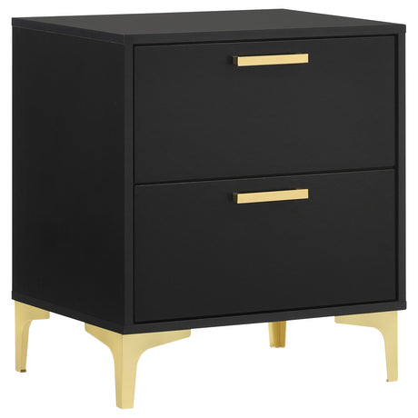 Kendall Diamond-Tufted Velvet Panel Bed & Bedroom Sets - 2-Drawer Nightstand