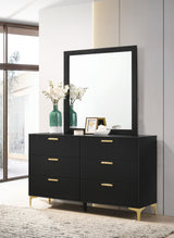 Kendall Diamond-Tufted Velvet Panel Bed & Bedroom Sets - Glam Black with Gold Accents, Queen & King - lifestyle