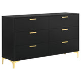 Kendall Diamond-Tufted Velvet Panel Bed & Bedroom Sets - 6-Drawer Dresser