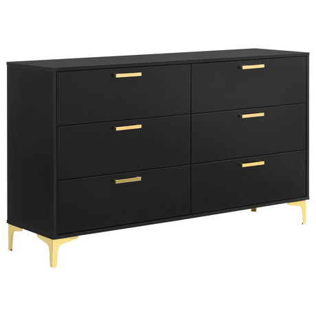 Kendall Diamond-Tufted Velvet Panel Bed & Bedroom Sets - 6-Drawer Dresser
