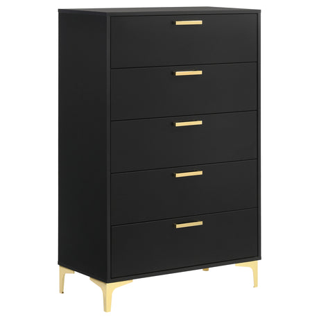 Kendall Diamond-Tufted Velvet Panel Bed & Bedroom Sets - 5-Drawer Chest