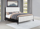 Brookmead Fluted Panel Bed & Bedroom Sets - Wire-Brushed Black with Wood or Ivory Upholstered Headboard, Queen to California King - lifestyle