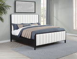Brookmead Fluted Panel Bed & Bedroom Sets - Wire-Brushed Black with Wood or Ivory Upholstered Headboard, Queen to California King - lifestyle