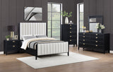 Brookmead Fluted Panel Bed & Bedroom Sets - 5pcs- Queen Upholstered Bed + Dresser + Mirror + Nightstand + Chest