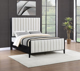 Brookmead Fluted Panel Bed & Bedroom Sets - Wire-Brushed Black with Wood or Ivory Upholstered Headboard, Queen to California King - lifestyle