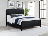Brookmead Fluted Panel Bed & Bedroom Sets - Wire-Brushed Black with Wood or Ivory Upholstered Headboard, Queen to California King - lifestyle