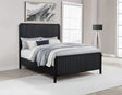 Brookmead Fluted Panel Bed & Bedroom Sets - Wire-Brushed Black with Wood or Ivory Upholstered Headboard, Queen to California King - lifestyle