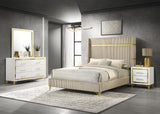 Lucia Fluted Velvet Wingback Bed & Bedroom Sets - 4pcs- Eastern King Bed + Dresser + Mirror + Nightstand