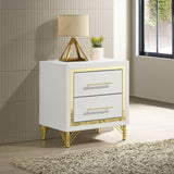 Lucia Fluted Velvet Wingback Bed & Bedroom Sets - Beige Bed with White & Gold Case Pieces, Queen & Eastern King - lifestyle