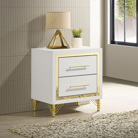 Lucia Fluted Velvet Wingback Bed & Bedroom Sets - Beige Bed with White & Gold Case Pieces, Queen & Eastern King - lifestyle