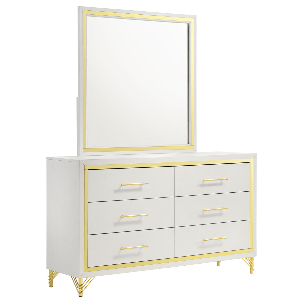 Lucia Fluted Velvet Wingback Bed & Bedroom Sets - Dresser + Mirror