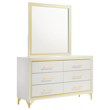Lucia Fluted Velvet Wingback Bed & Bedroom Sets - Dresser + Mirror