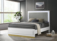 Caraway LED Panel Bed & Bedroom Sets - Upholstered Headboard in White with Gold Accents, Queen & King – view 1
