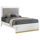 Caraway LED Panel Bed & Bedroom Sets - Upholstered Headboard in White with Gold Accents, Queen & King – view 15