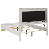 Caraway LED Panel Bed & Bedroom Sets - Upholstered Headboard in White with Gold Accents, Queen & King – view 16
