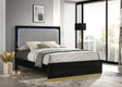 Caraway LED Panel Bed & Bedroom Sets - Black & Gold with Grey Upholstered Headboard, Queen to California King – view 1