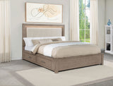 Kenora LED Storage Bed & Bedroom Sets - Upholstered Headboard with Underbed Drawers in Barley Brown - lifestyle