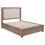 Kenora LED Storage Bed & Bedroom Sets - Upholstered Headboard with Underbed Drawers in Barley Brown – view 16