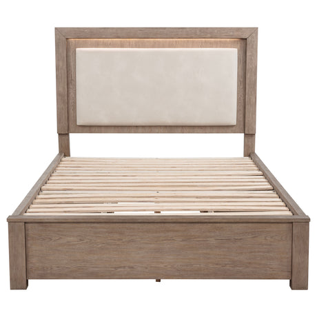 Kenora LED Storage Bed & Bedroom Sets - Upholstered Headboard with Underbed Drawers in Barley Brown – view 18