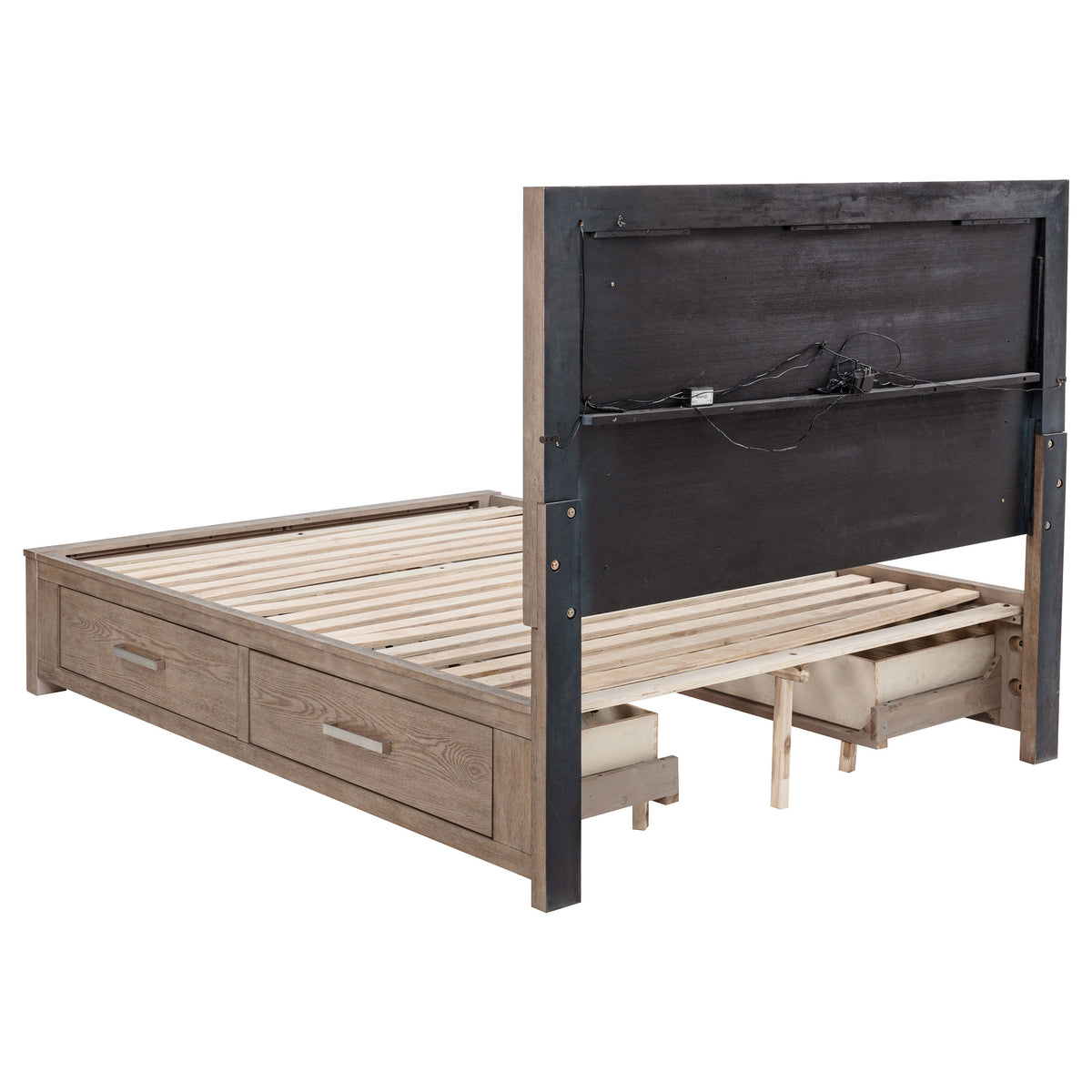 Kenora LED Storage Bed & Bedroom Sets - Upholstered Headboard with Underbed Drawers in Barley Brown – view 20