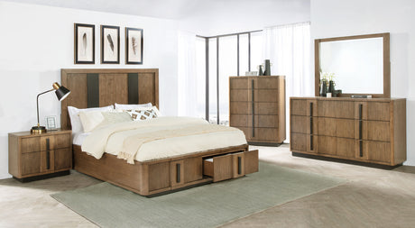 Terrace Fluted Storage Bed & Bedroom Sets - 5pcs- Queen Bed + Dresser + Mirror + Nightstand + Chest
