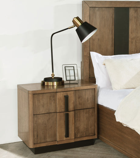 Terrace Fluted Storage Bed & Bedroom Sets - Wall Panel Nightstand Option in Ash Brown, Queen to California King - lifestyle