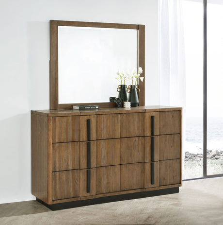 Terrace Fluted Storage Bed & Bedroom Sets - Wall Panel Nightstand Option in Ash Brown, Queen to California King - lifestyle