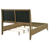 Granada Upholstered Panel Bed & Bedroom Sets - Channeled Beige Headboard in Natural Pine, Queen to California King