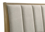 Granada Upholstered Panel Bed & Bedroom Sets - Channeled Beige Headboard in Natural Pine, Queen to California King