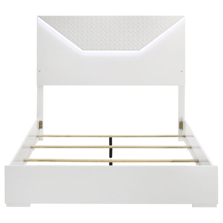 Ives LED Panel Bed & Bedroom Sets - Diamond Tile Emboss in White High Gloss, Modern Italian Style – view 13
