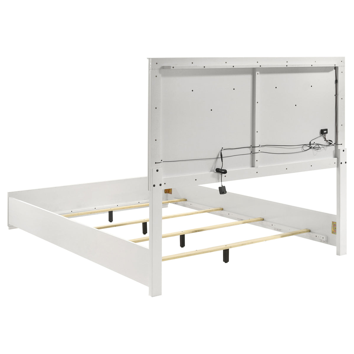 Ives LED Panel Bed & Bedroom Sets - Diamond Tile Emboss in White High Gloss, Modern Italian Style – view 14