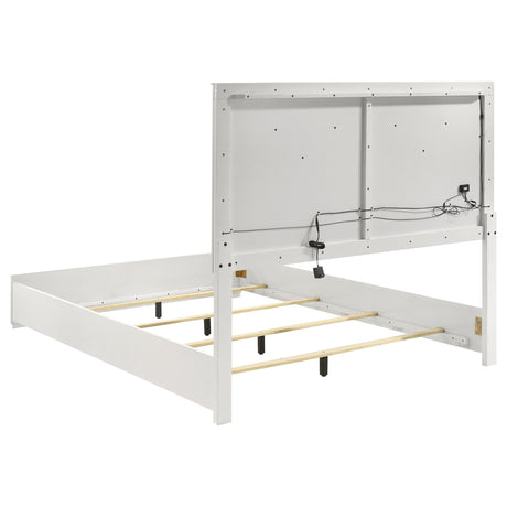 Ives LED Panel Bed & Bedroom Sets - Diamond Tile Emboss in White High Gloss, Modern Italian Style – view 14