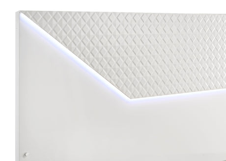 Ives LED Panel Bed & Bedroom Sets - Diamond Tile Emboss in White High Gloss, Modern Italian Style – view 16