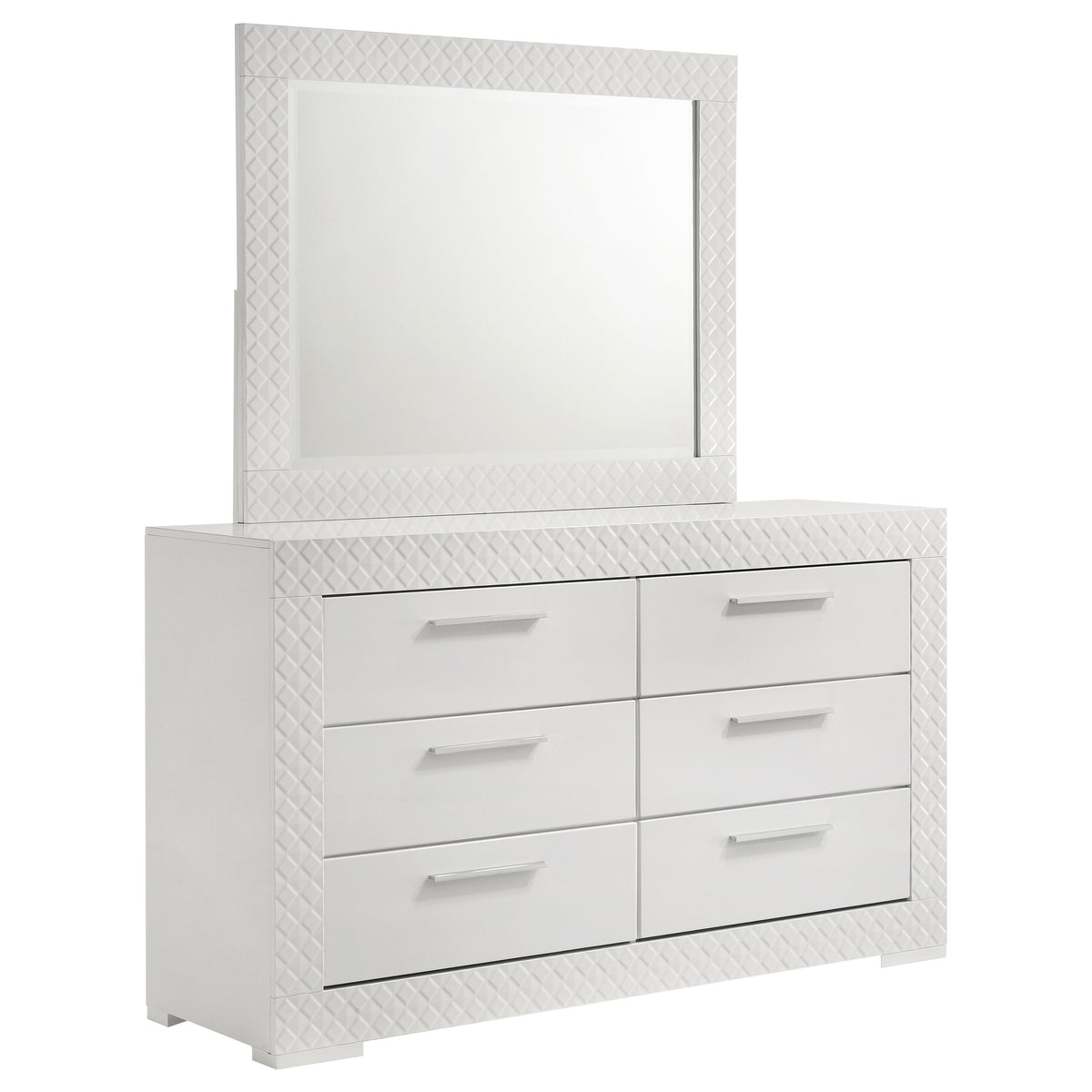 Ives LED Panel Bed & Bedroom Sets - 6-Drawer Dresser + Mirror