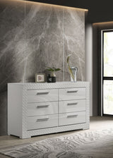 Ives LED Panel Bed & Bedroom Sets - Diamond Tile Emboss in White High Gloss, Modern Italian Style - lifestyle