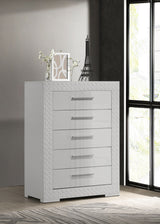 Ives LED Panel Bed & Bedroom Sets - Diamond Tile Emboss in White High Gloss, Modern Italian Style - lifestyle