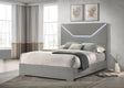Ives LED Panel Bed & Bedroom Sets - Grey High Gloss with 3D Diamond Tile Emboss & Chrome Hardware – view 1