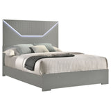 Ives LED Panel Bed & Bedroom Sets - Grey High Gloss with 3D Diamond Tile Emboss & Chrome Hardware – view 17