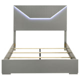 Ives LED Panel Bed & Bedroom Sets - Grey High Gloss with 3D Diamond Tile Emboss & Chrome Hardware – view 18