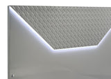 Ives LED Panel Bed & Bedroom Sets - Grey High Gloss with 3D Diamond Tile Emboss & Chrome Hardware
