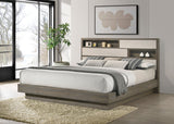 Fenwick Bookcase Bed & Bedroom Sets - Two-Tone Grey Oak with Hidden Storage, Queen to California King - lifestyle