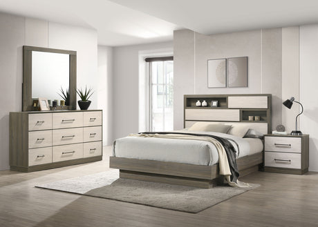 Fenwick Bookcase Bed & Bedroom Sets - 4pcs- Queen Bed + Nightstand + Dresser + Mirror