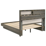 Fenwick Bookcase Bed & Bedroom Sets - Two-Tone Grey Oak with Hidden Storage, Queen to California King