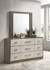 Fenwick Bookcase Bed & Bedroom Sets - Two-Tone Grey Oak with Hidden Storage, Queen to California King - lifestyle
