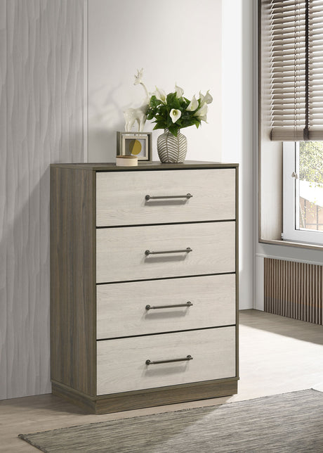 Fenwick Bookcase Bed & Bedroom Sets - Two-Tone Grey Oak with Hidden Storage, Queen to California King - lifestyle