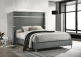 Lucia Fluted Velvet Wingback Bed & Bedroom Sets - Grey Upholstery with Black & Chrome Case Pieces – view 2