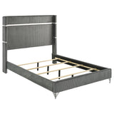 Lucia Fluted Velvet Wingback Bed & Bedroom Sets - Queen Wingback Bed Only