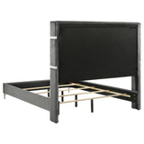 Lucia Fluted Velvet Wingback Bed & Bedroom Sets - Grey Upholstery with Black & Chrome Case Pieces – view 19