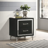 Lucia Fluted Velvet Wingback Bed & Bedroom Sets - Grey Upholstery with Black & Chrome Case Pieces - lifestyle
