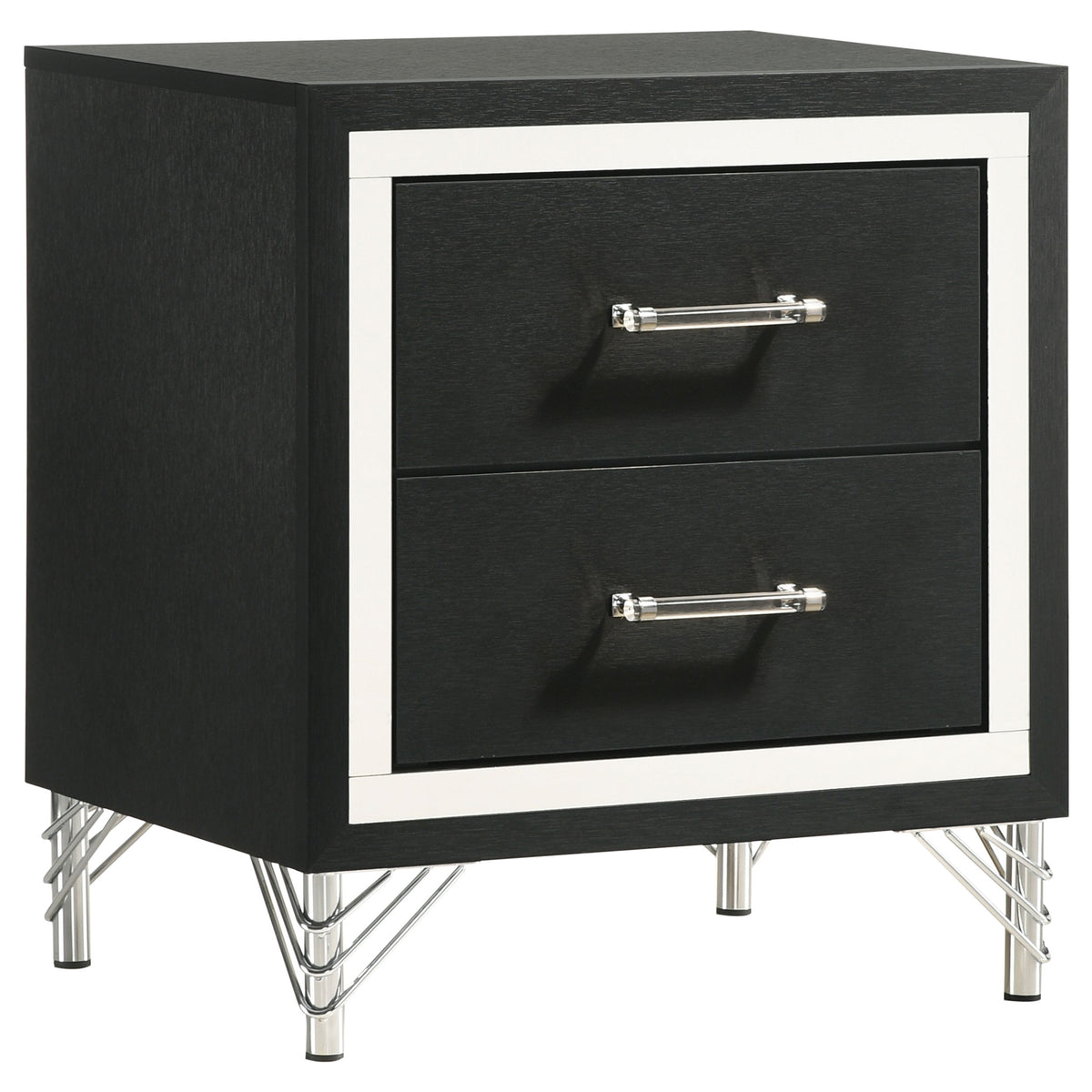 Lucia Fluted Velvet Wingback Bed & Bedroom Sets - 2-Drawer Nightstand